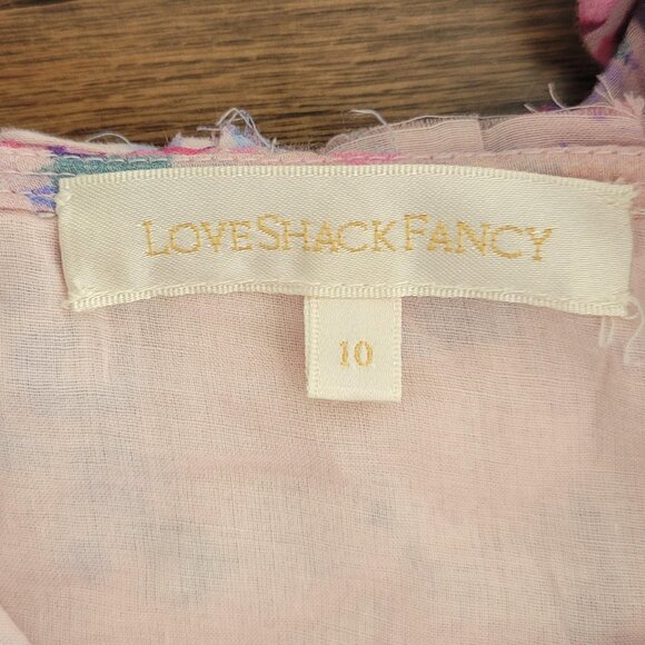 LoveShackFancy Winslow Floral Whispering Lilac Ruffle Dress Size 10 - Picture 7 of 9